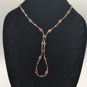 Hematite & Brown Toned Textured Beads Magnetic Necklace can be worn as Bracelet
